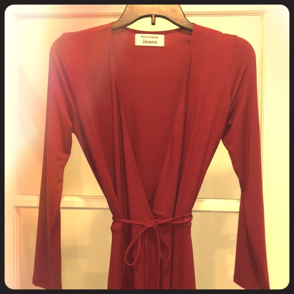 Reformation Maurie Wrap Dress - Maroon